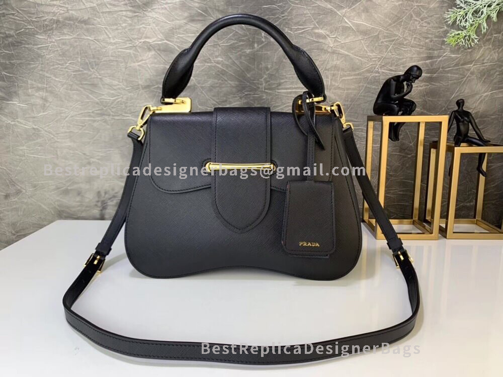 Prada Sidonie Black Saffiano Leather Handbag GHW 005